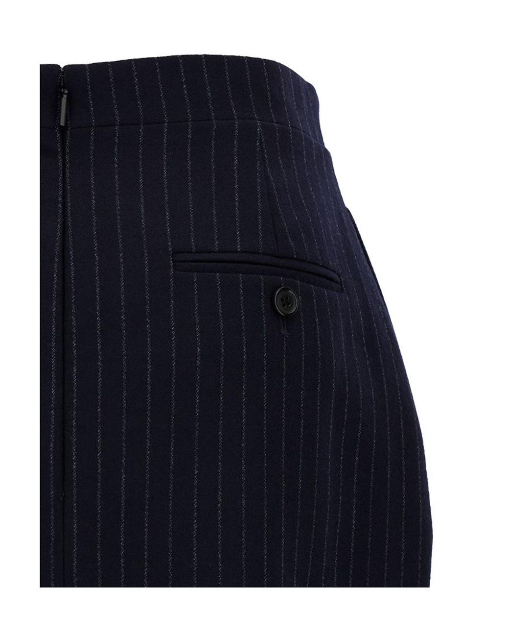 Saint Laurent Blue Striped Pencil Skirt
