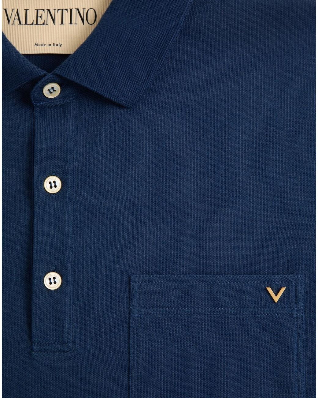 Valentino Blue Vgold Short-Sleeved Polo Shirt for men