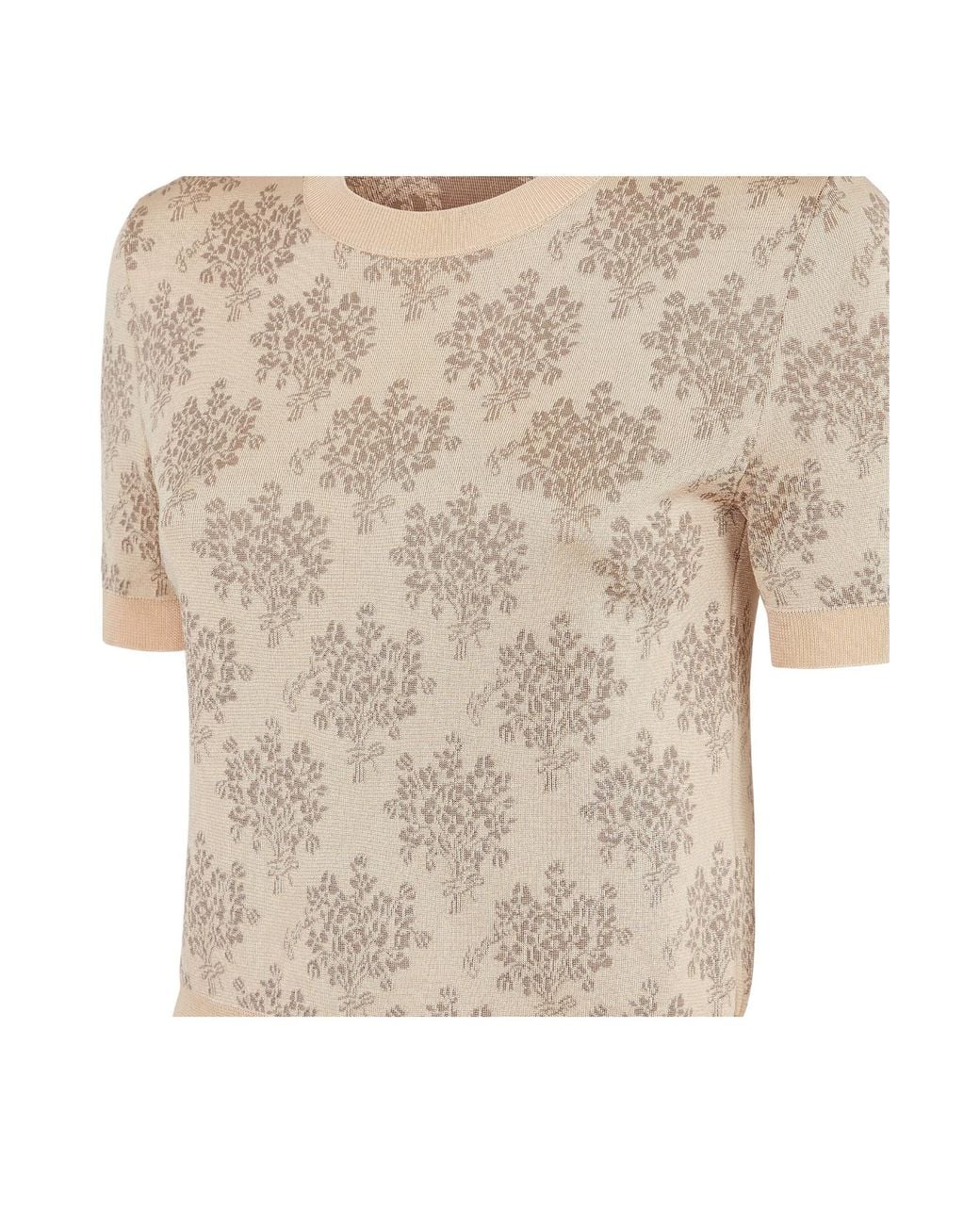 Fendi Natural Floral Jacquard Short Sleeved Jumper