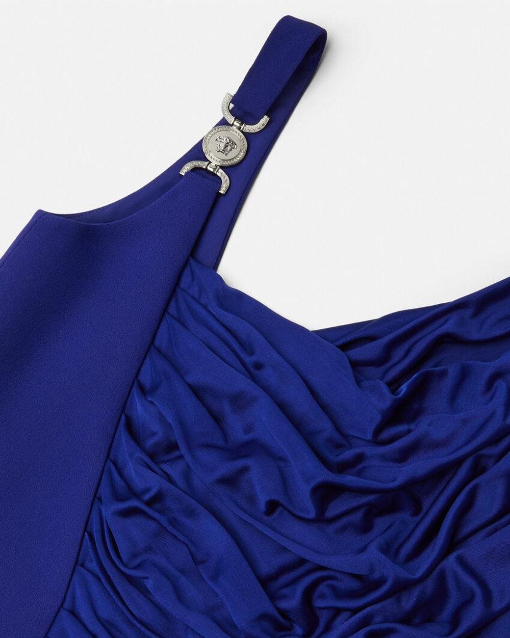 Versace Blue Long Dress With Draping