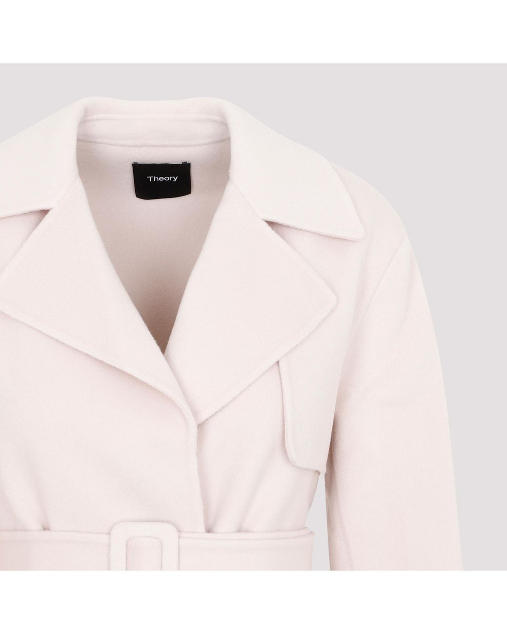 Theory Pink Notched-Lapels Belted Coat