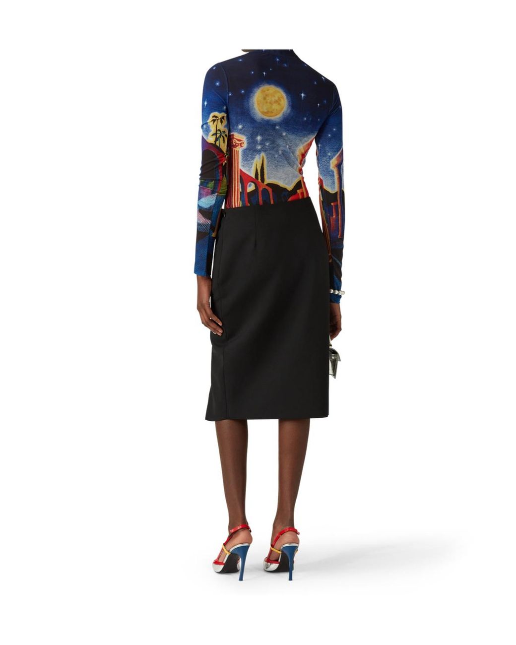 Casablanca Blue Graphic Printed High-Neck Top
