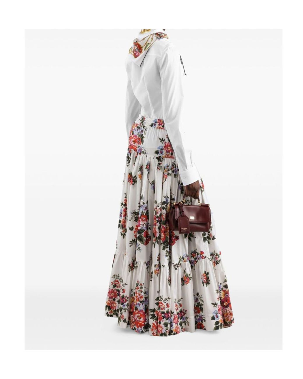 Dolce & Gabbana White Scarf Detailed Poplin Shirt