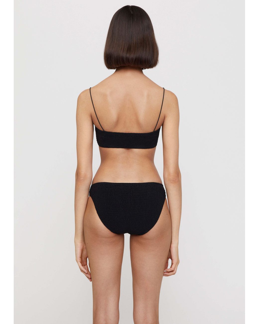 Totême Black Smocked-Finish Bikini Bottoms