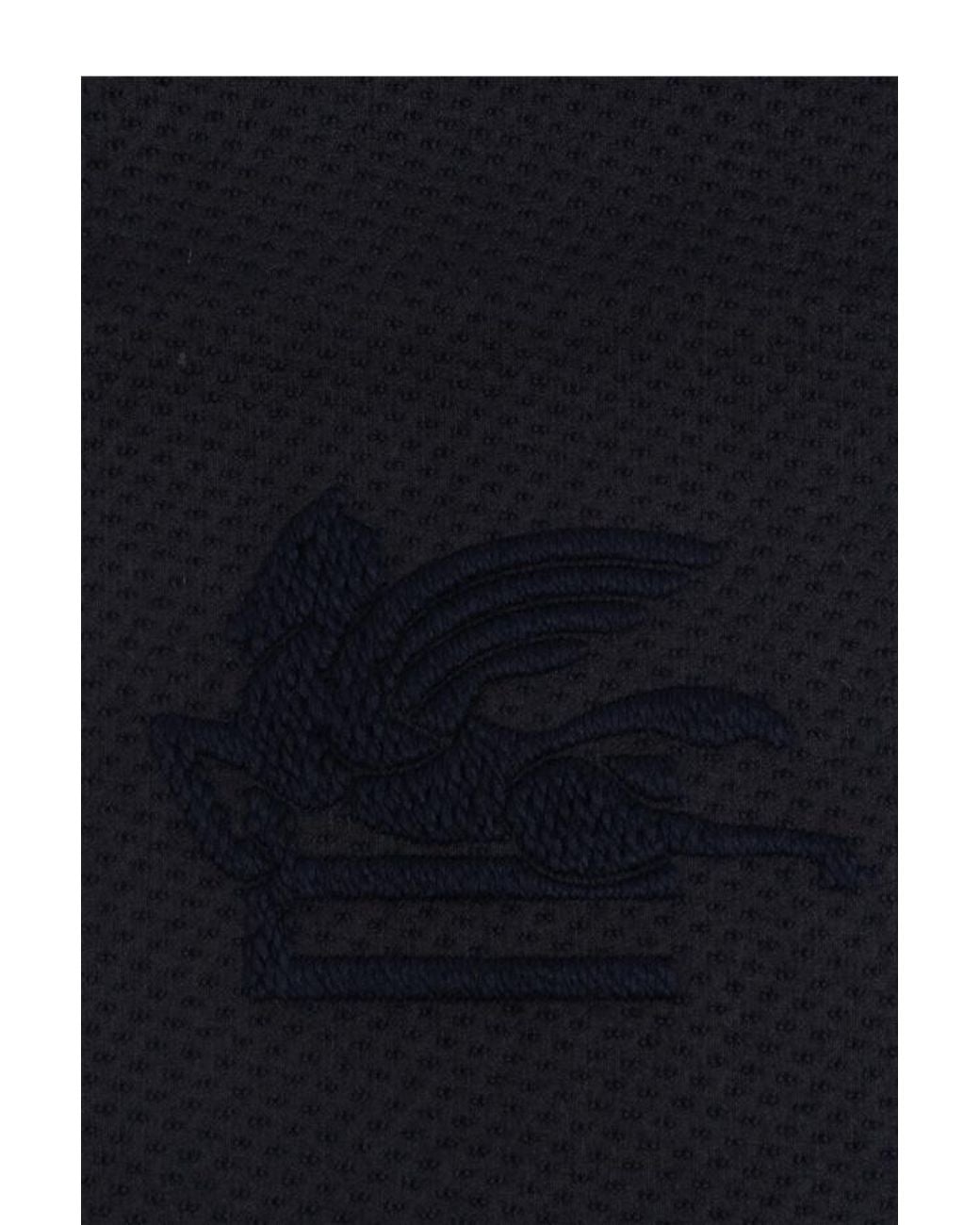 Etro Black Pegaso Embroidered Scarf