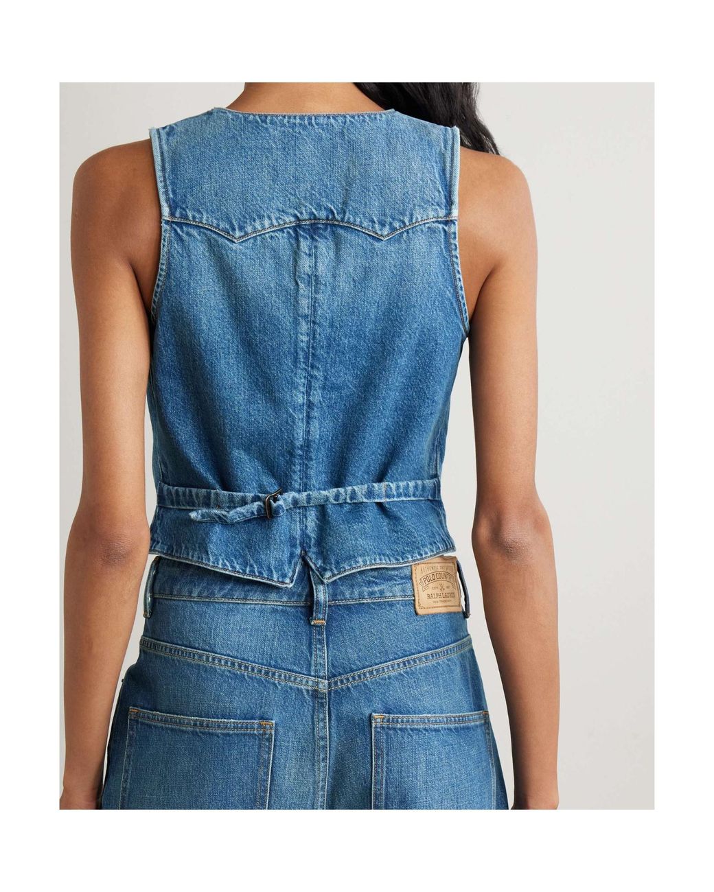 Polo Ralph Lauren Blue Embroidered Denim Vest