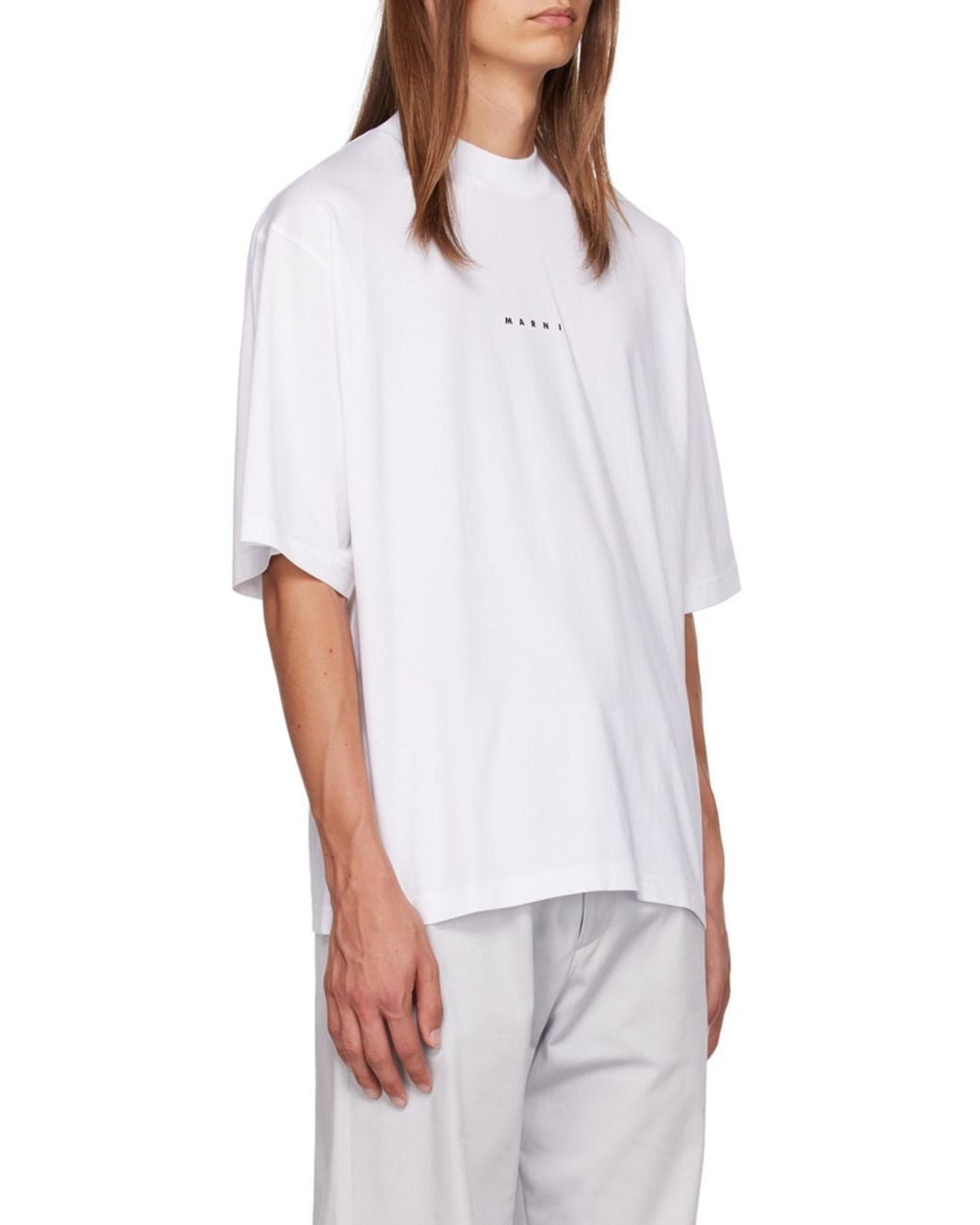 Marni White Jersey Logo Print T-Shirt for men