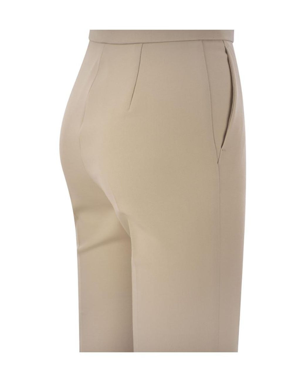 Max Mara Natural Nepeta Wool Crepe Tailored Pants