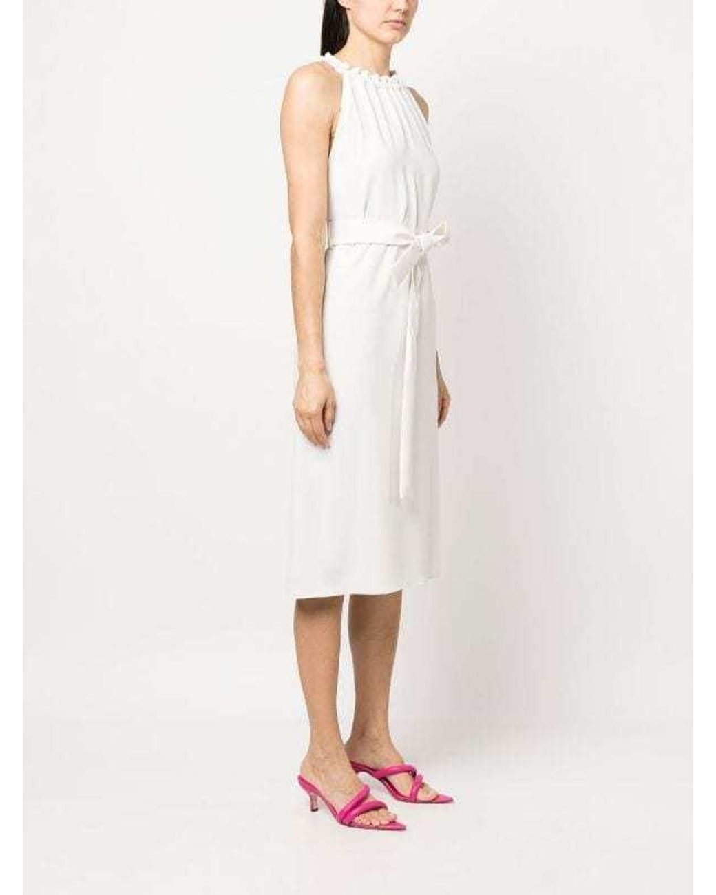 P.A.R.O.S.H. White Belted Waist Dress