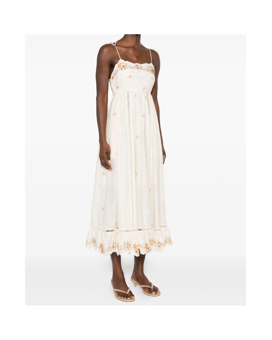 Zimmermann White Embroidered Linen Maxi Dress