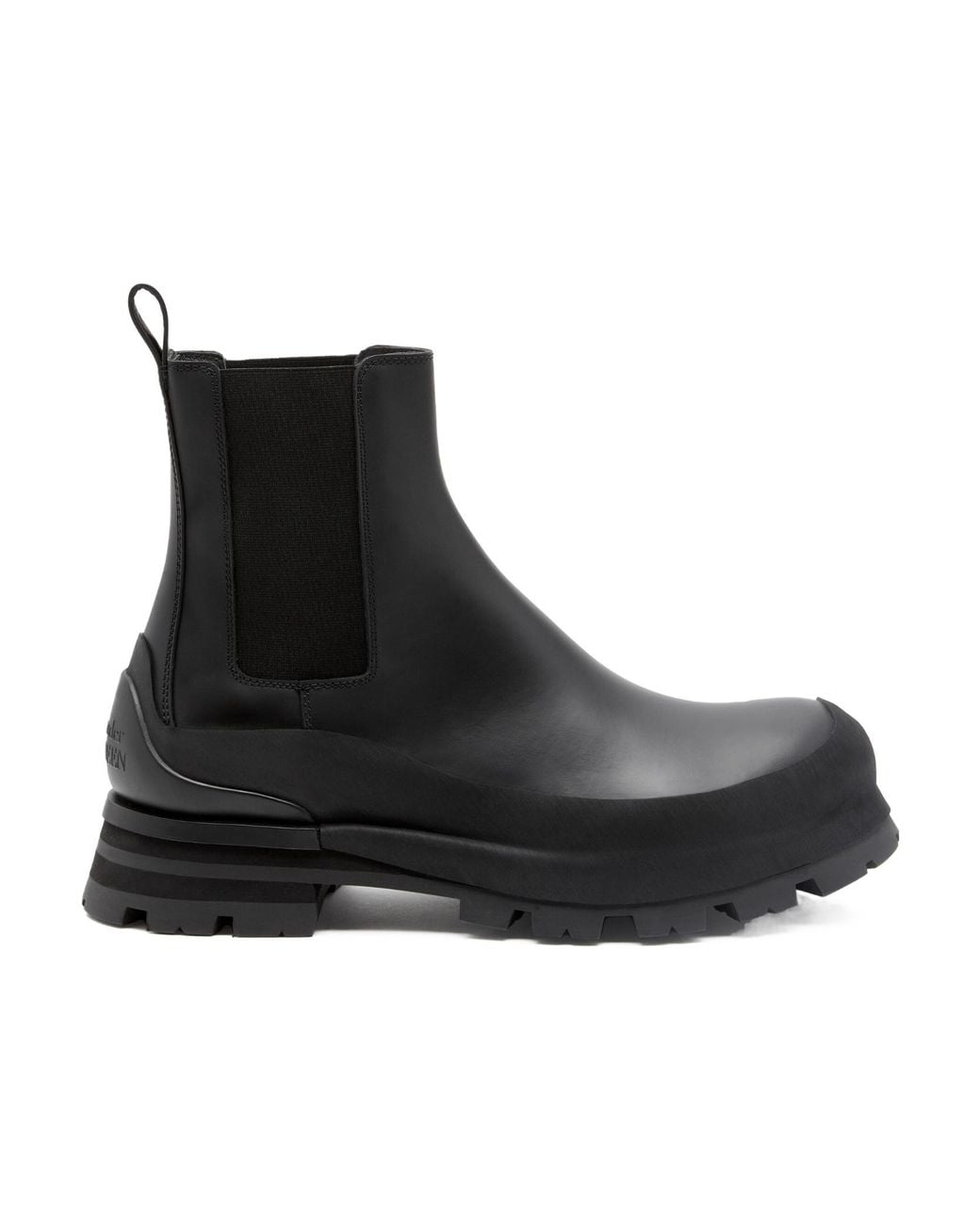 McQueen Black Wander Leather Chelsea Boots for men