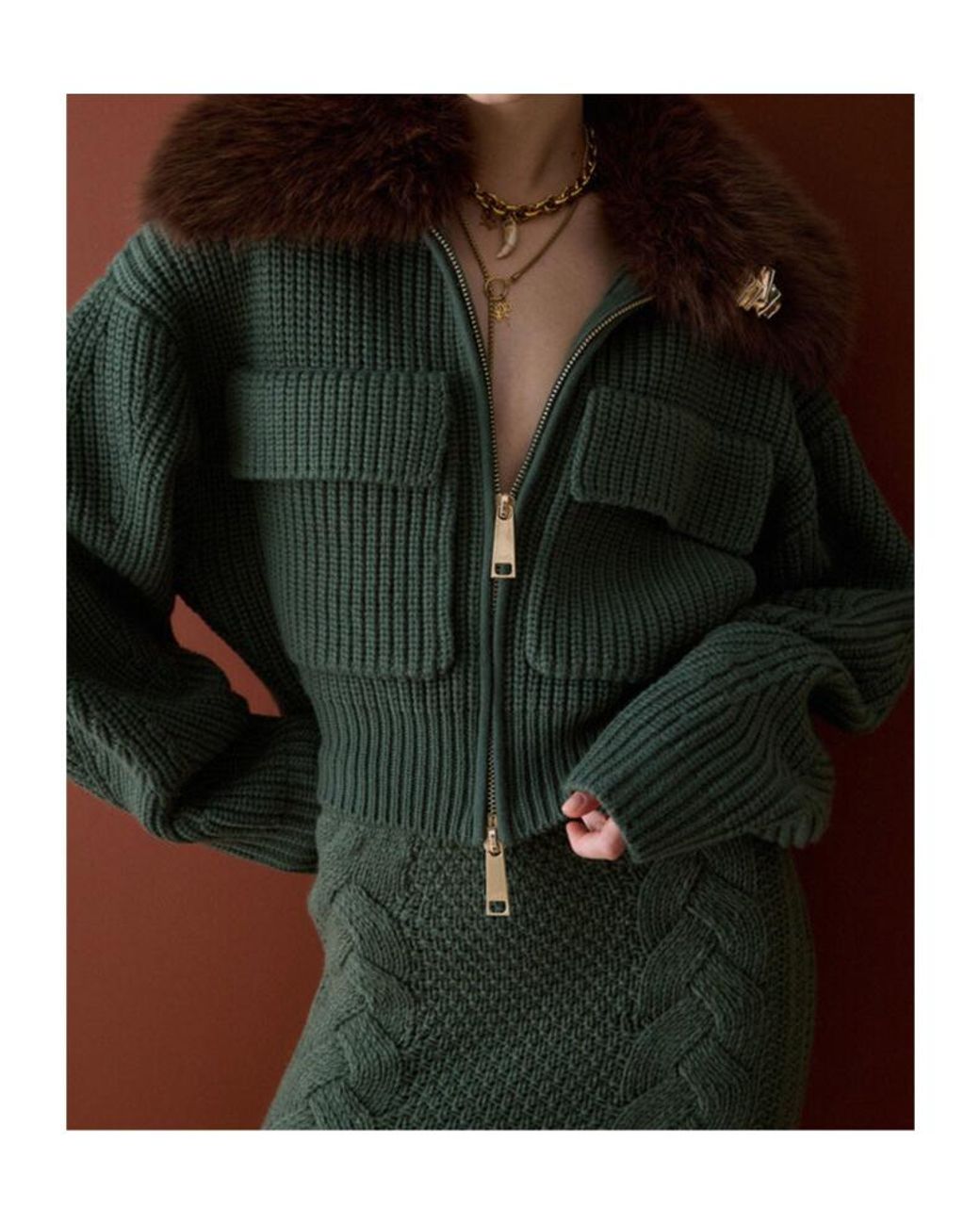 Liu Jo Green Wool Bomber Jacket