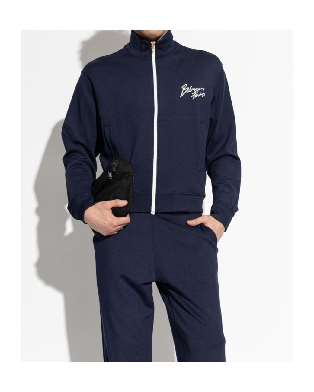Balmain Blue High-Neck Long-Sleeved Casual Jacket for men