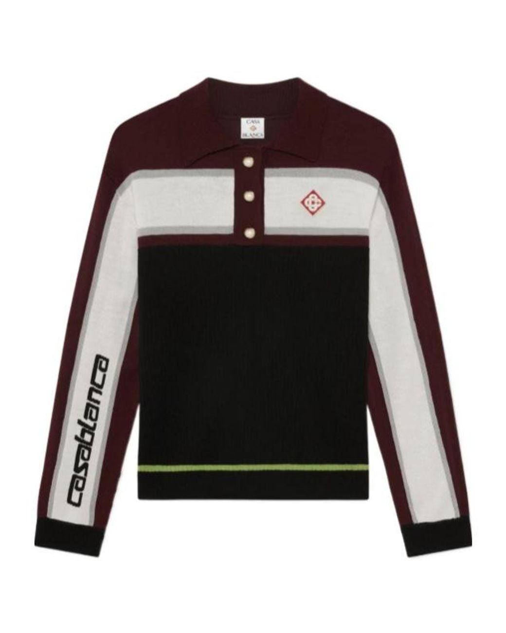 Casablanca Black Striped Oversized Long Sleeved Polo Shirt