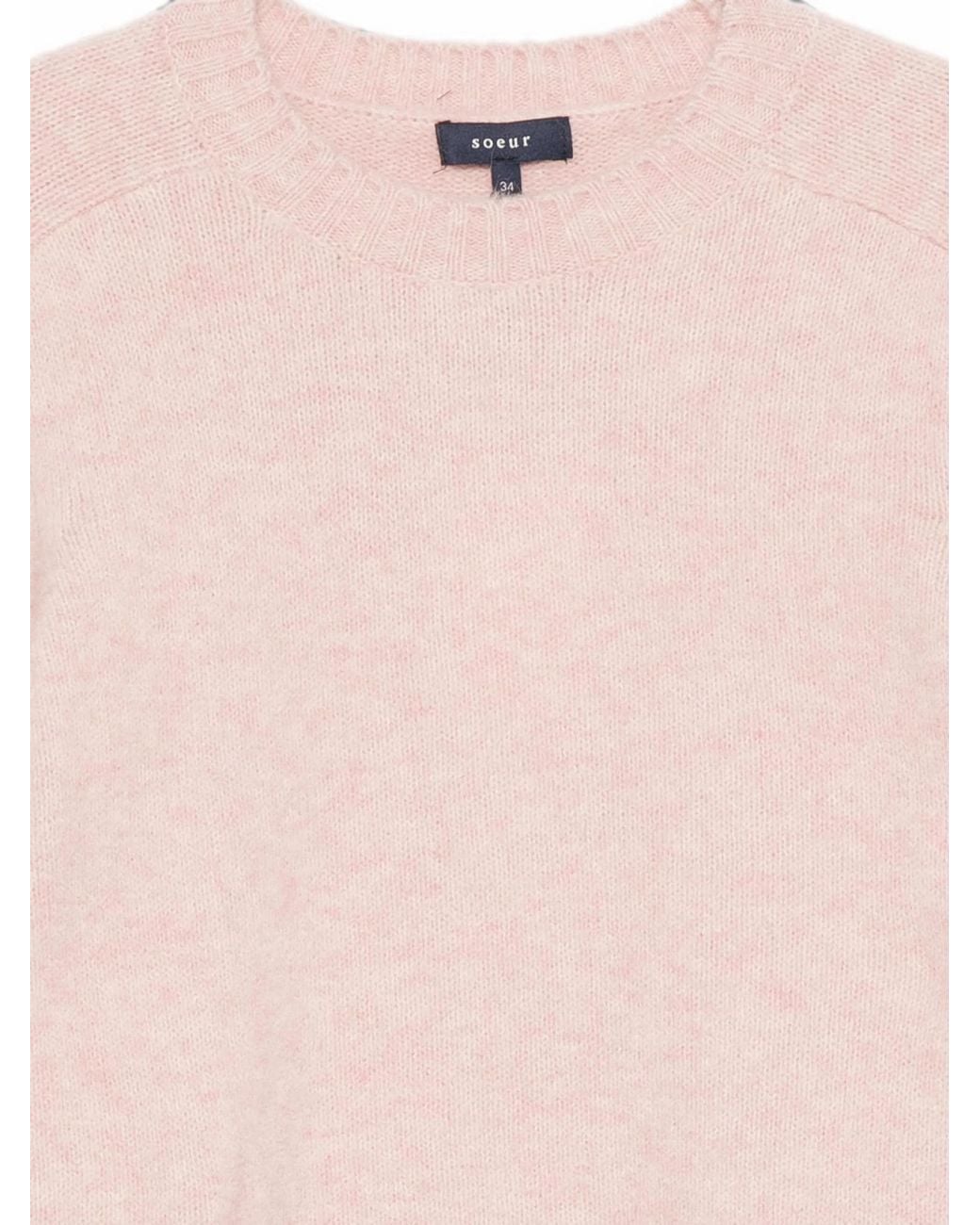 Soeur Pink Crew-Neck Knit Sweater