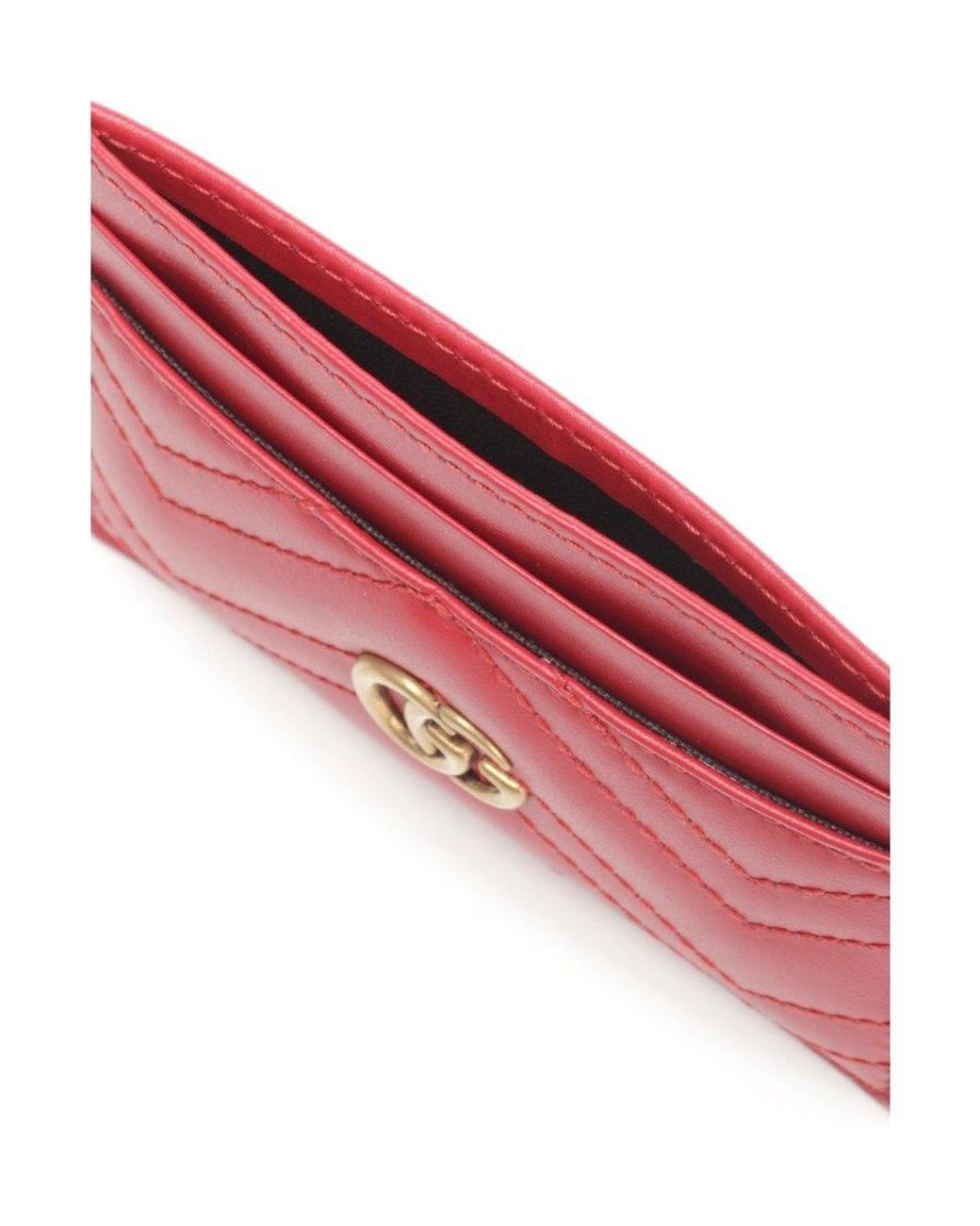 Gucci Red Gg Marmont Card Case