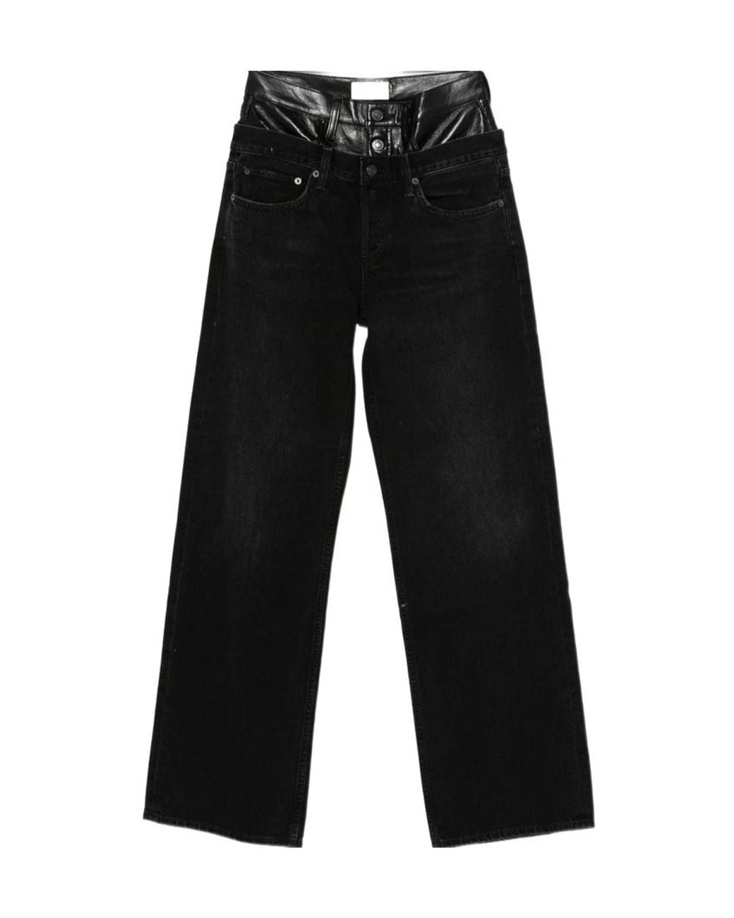 Agolde Black Elson Double-Waist Jeans