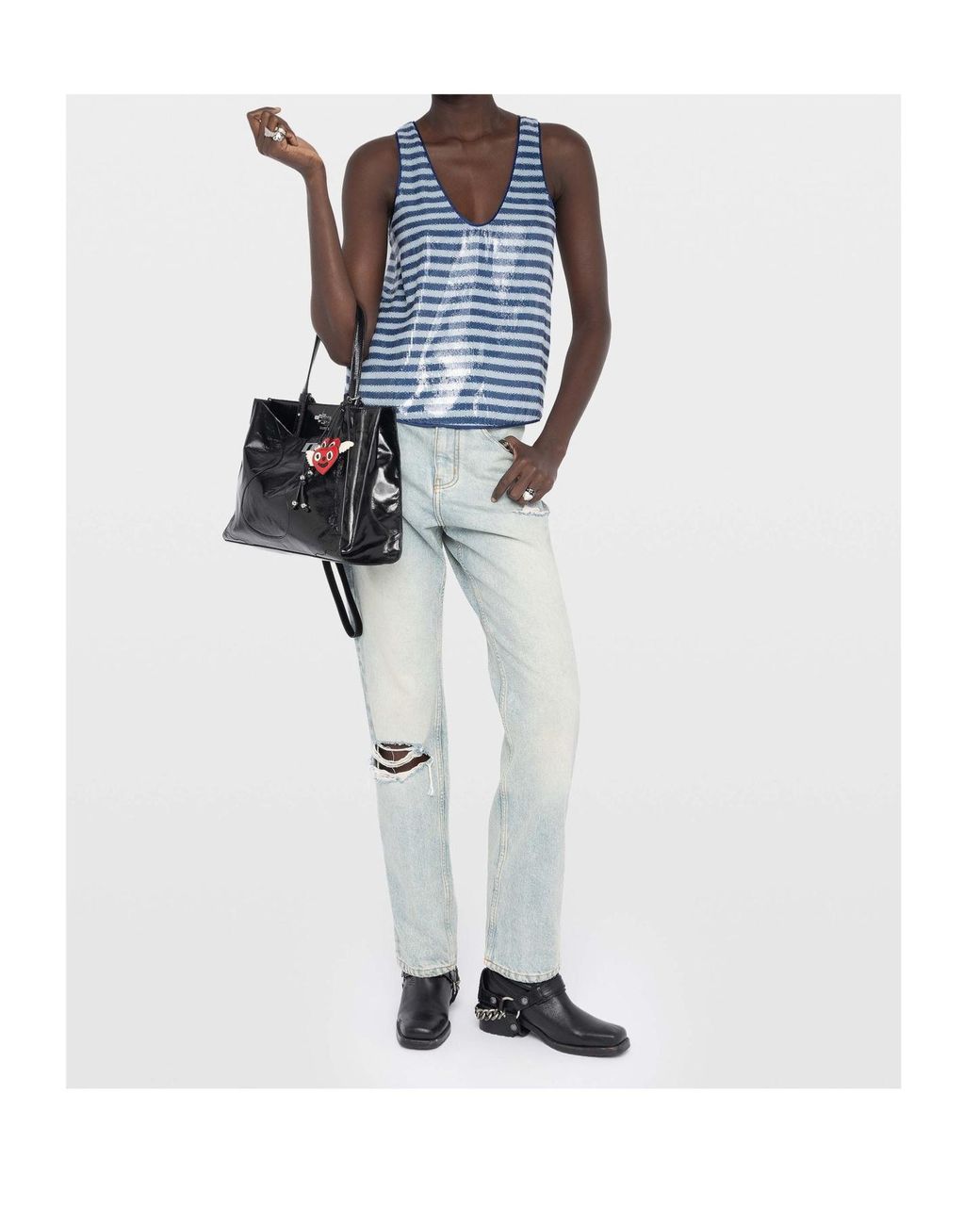 Zadig & Voltaire Blue Tarys Sequined Tank Top