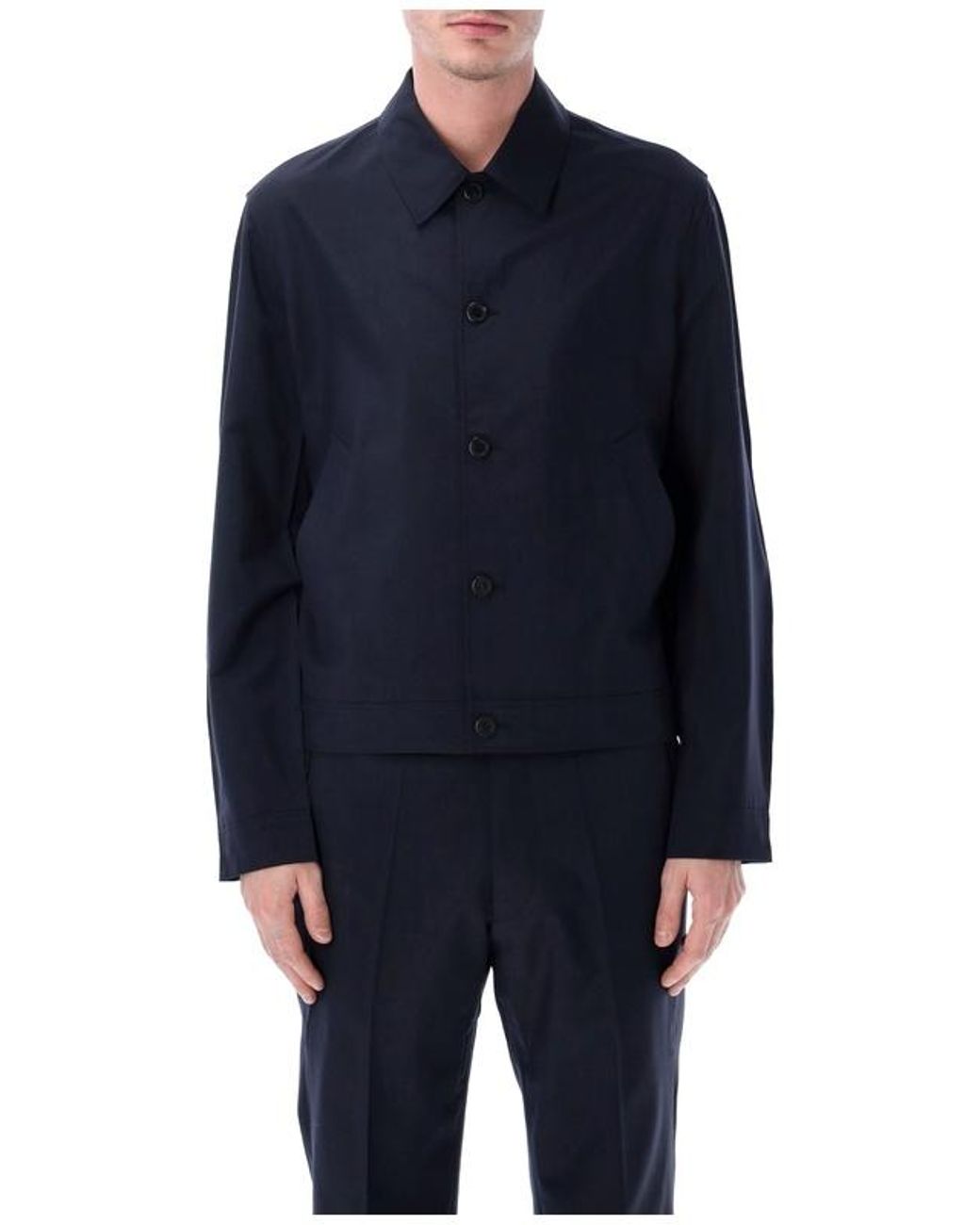 Prada Blue Long-Sleeved Button-Up Jacket for men