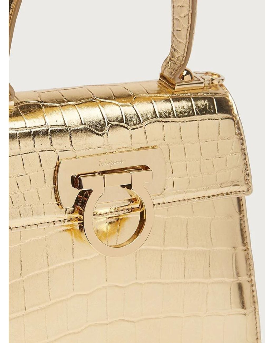Ferragamo Natural Logo Detail Top Handle Bag