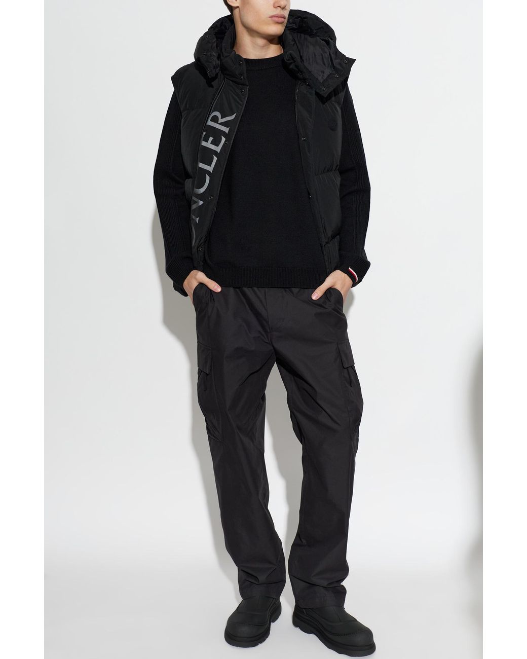 Moncler Black Elastic-Waist Cargo Pants for men