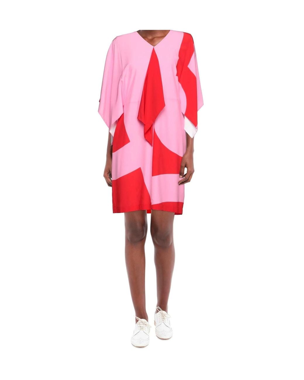 Burberry Red Two-Tone Patchwork Dress