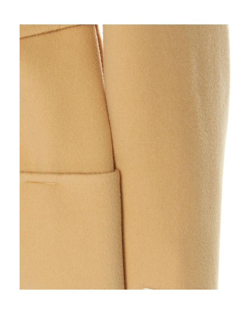 Sportmax Natural Logo Lapel Wool Coat