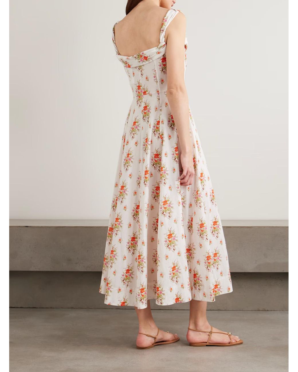 Doen White Clea Ruffle Print Dress