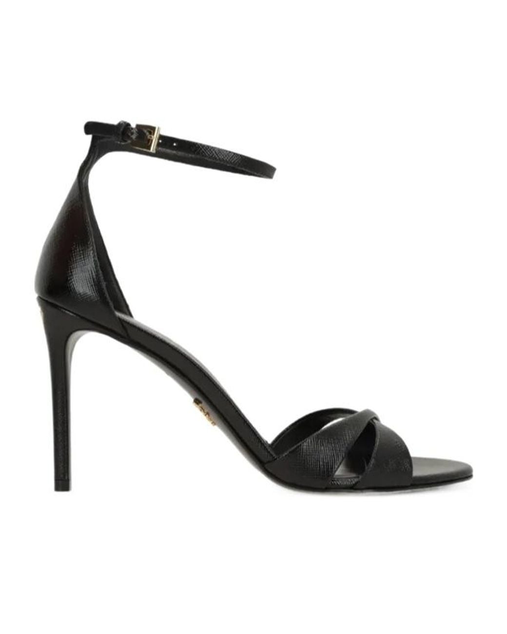 Prada Black Round-Toe High-Heeled Sandals