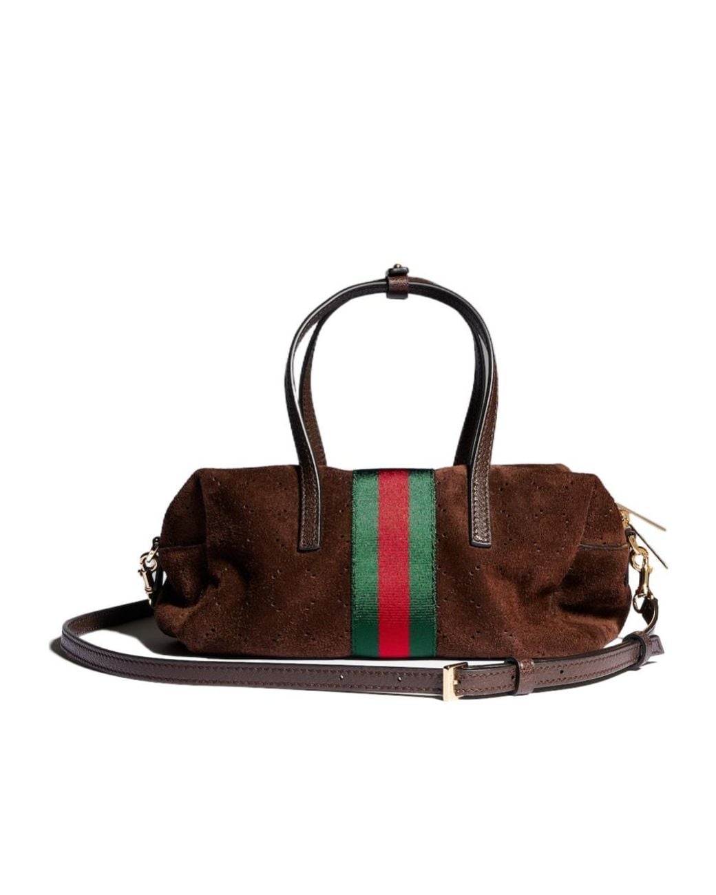 Gucci Brown Small Boston Bag With Web