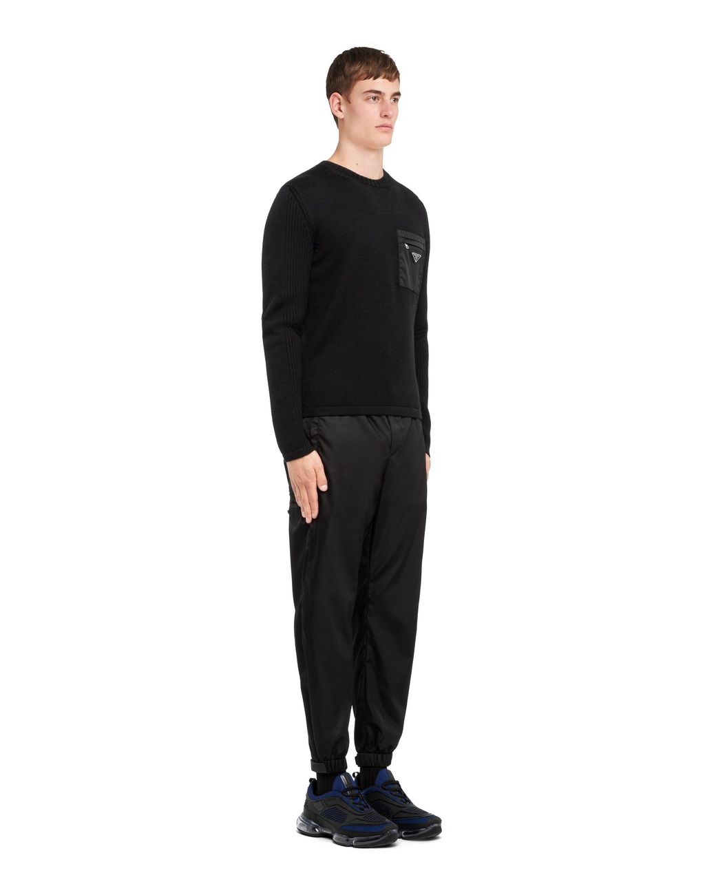Prada Black Logo Rib Knitted Jumper for men