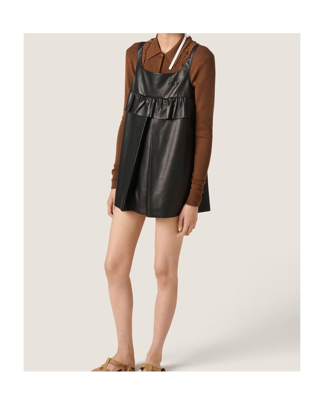 Miu Miu Black Nappa Leather Mini-Dress