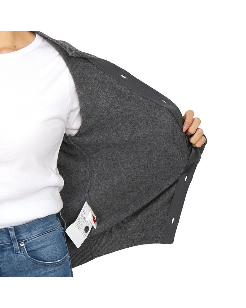 COMME DES GARÇONS PLAY Gray Comme Des Garçons Play Crewneck Knitted Cardigan for men