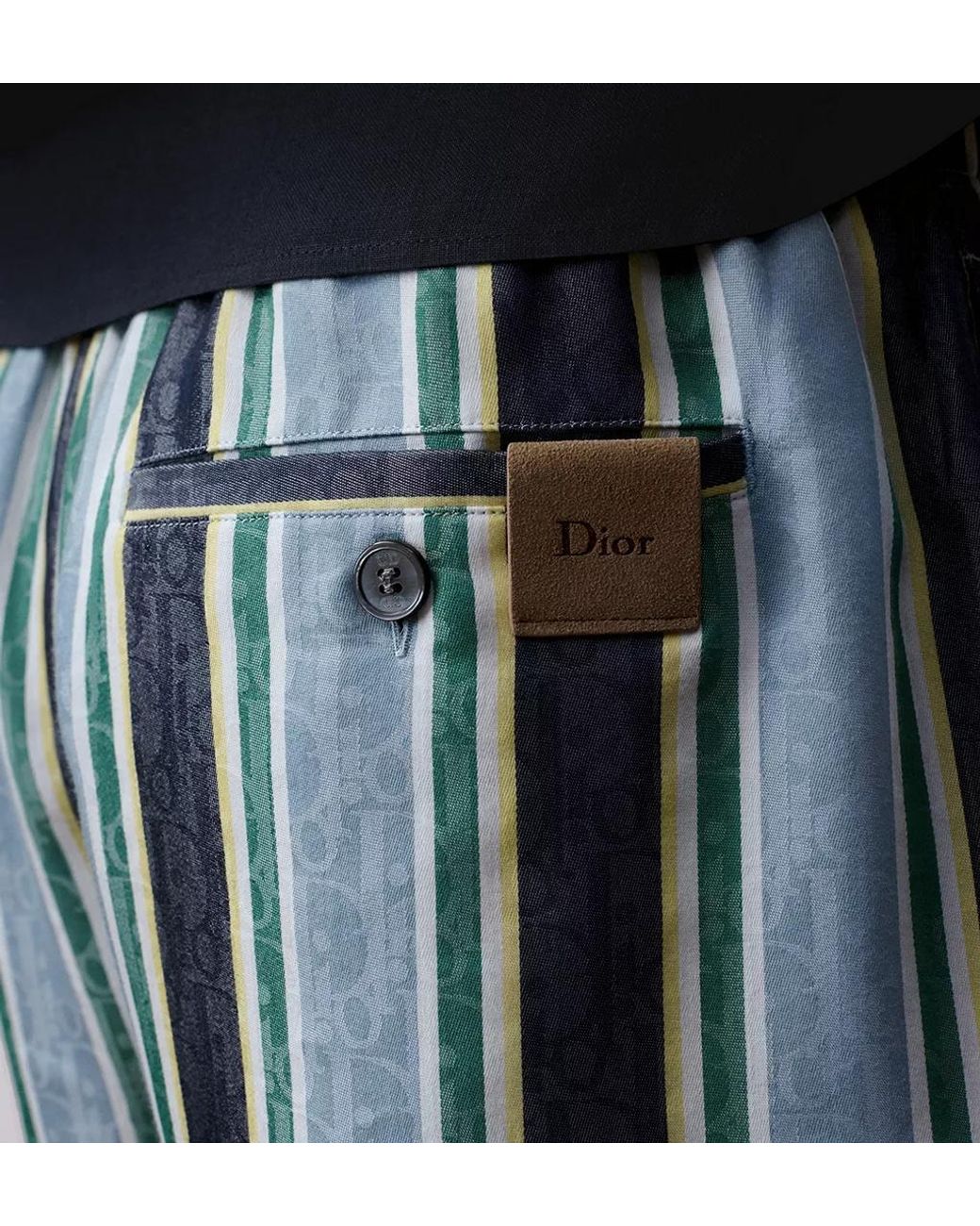 Dior Blue Iviera Oblique Sun Stripes Shorts for men
