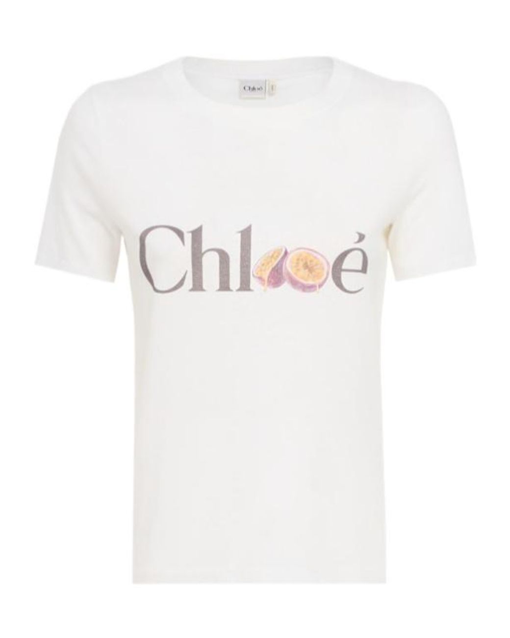 Chloé White Cotton T-Shirt W/ Passion Fruit Print