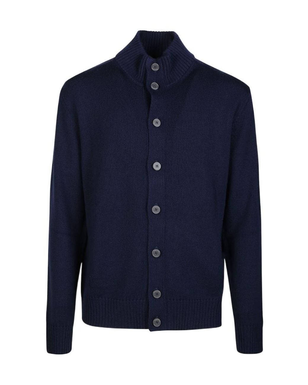 Ballantyne Blue High-Neck Buttoned Sweater for men