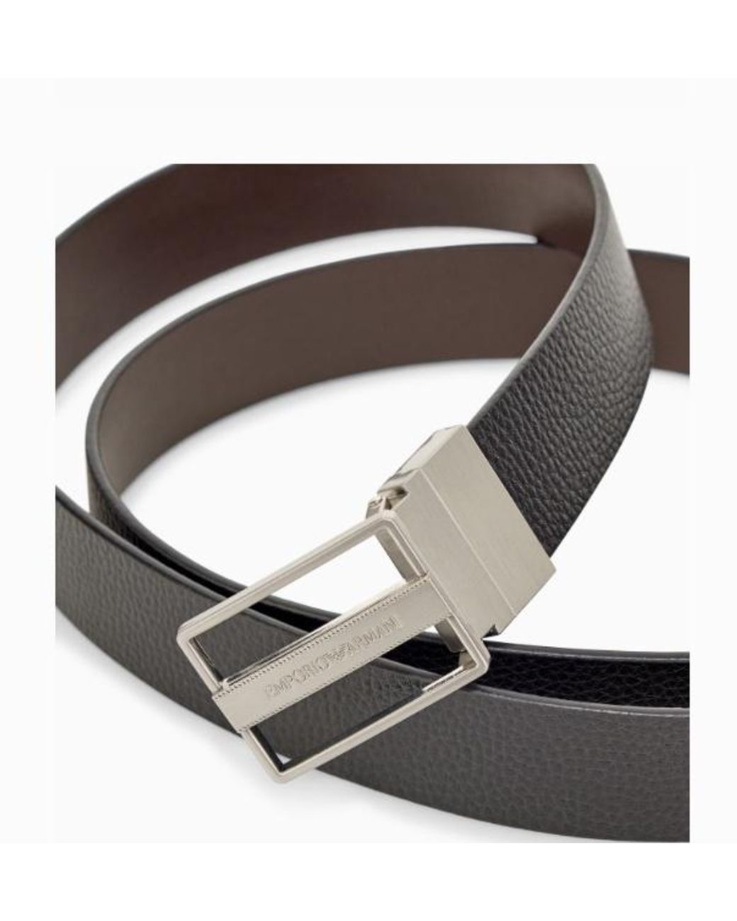 Emporio Armani White Reversible Leather Belt for men