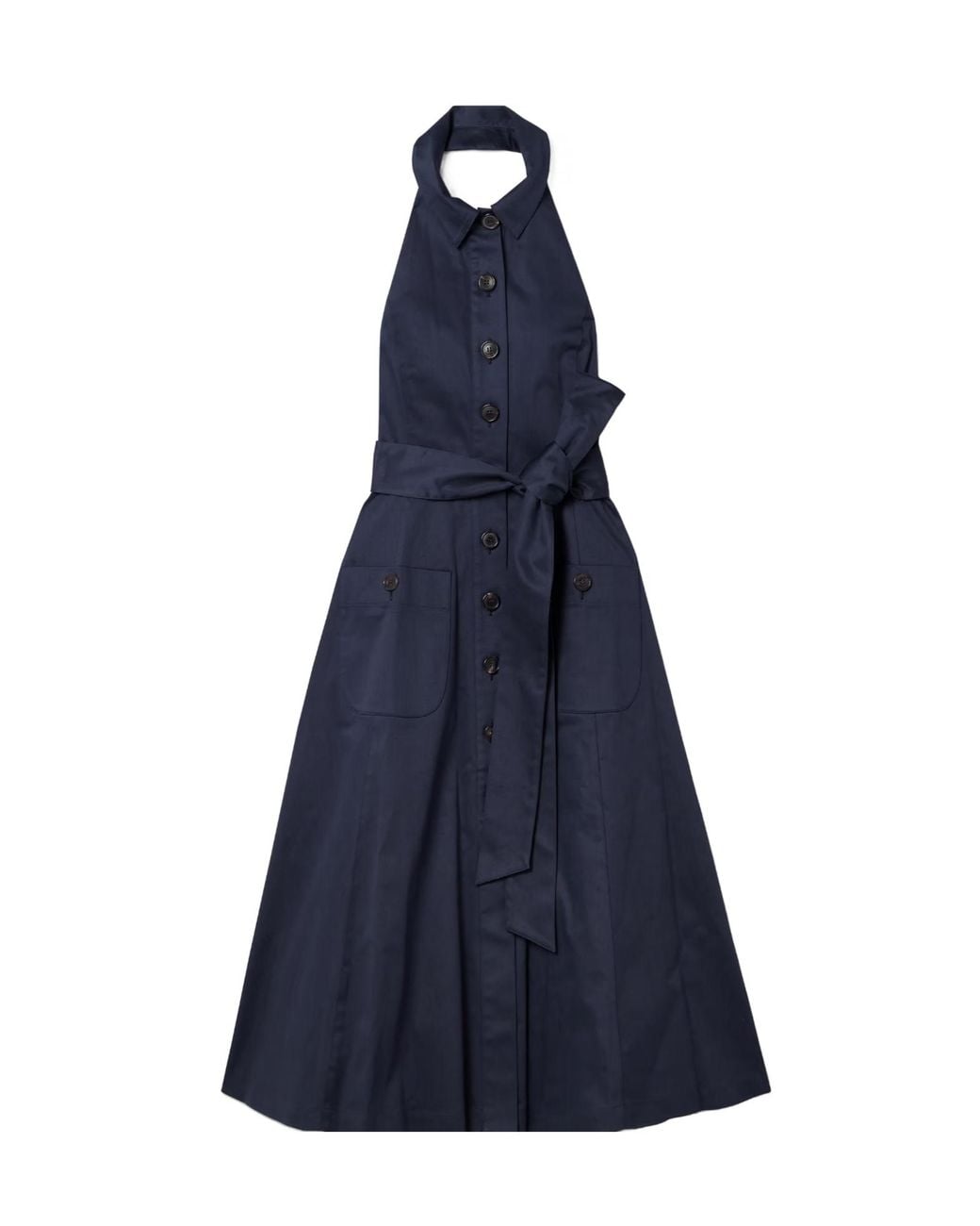 Carolina Herrera Blue Tie-Back Shirt Dress