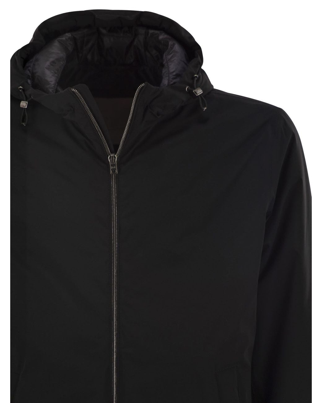 Herno Black Hooded Casual Jacket for men