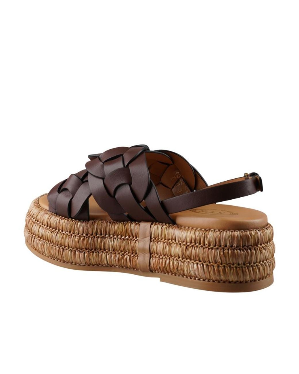 Tod's Brown Woven Slingback Sandals