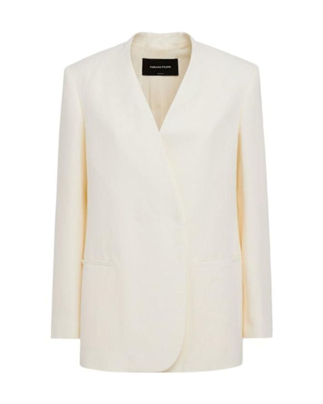 Fabiana Filippi White Viscose And Linen Blend Jacket