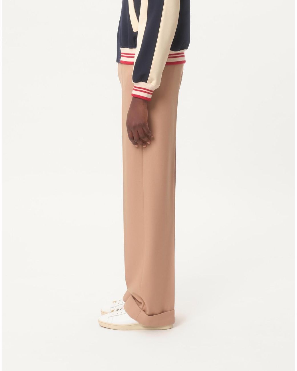 Valentino White Turn-Up Hem Tailored Trousers for men