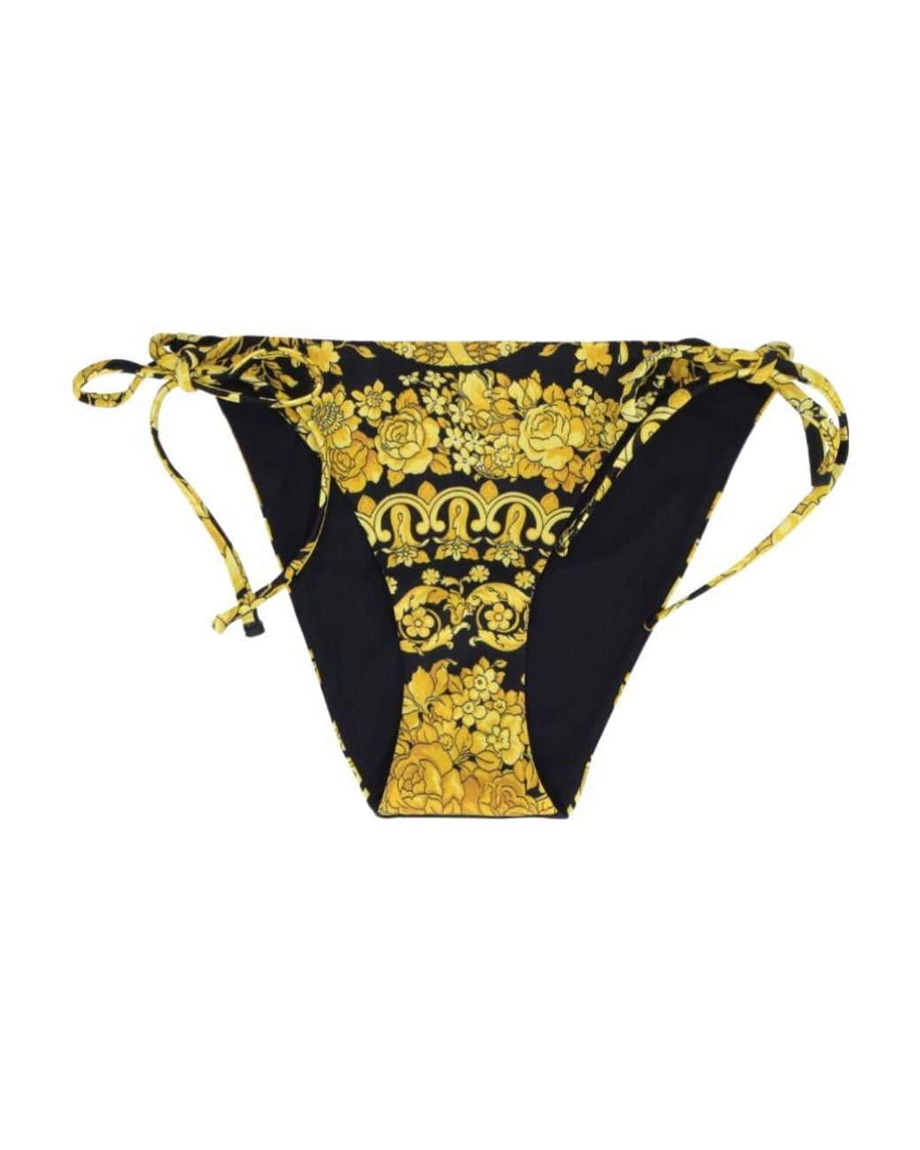 Versace Yellow Graphic Printed Side-Tied Bikini Bottoms