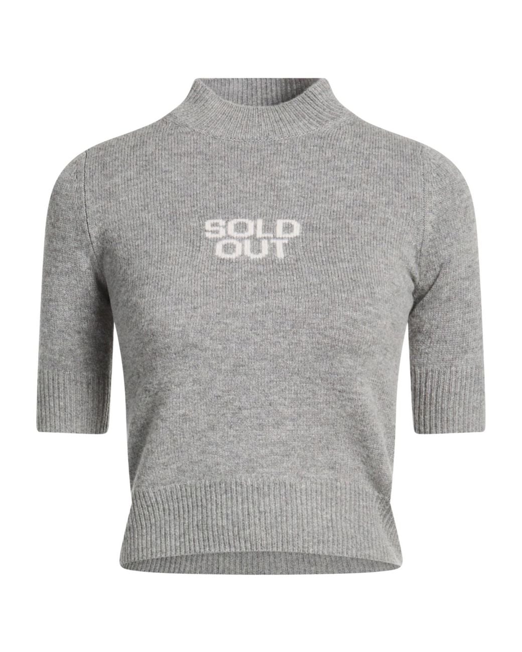 Sportmax Gray Mock-Neck Mid-Sleeve Knit Top