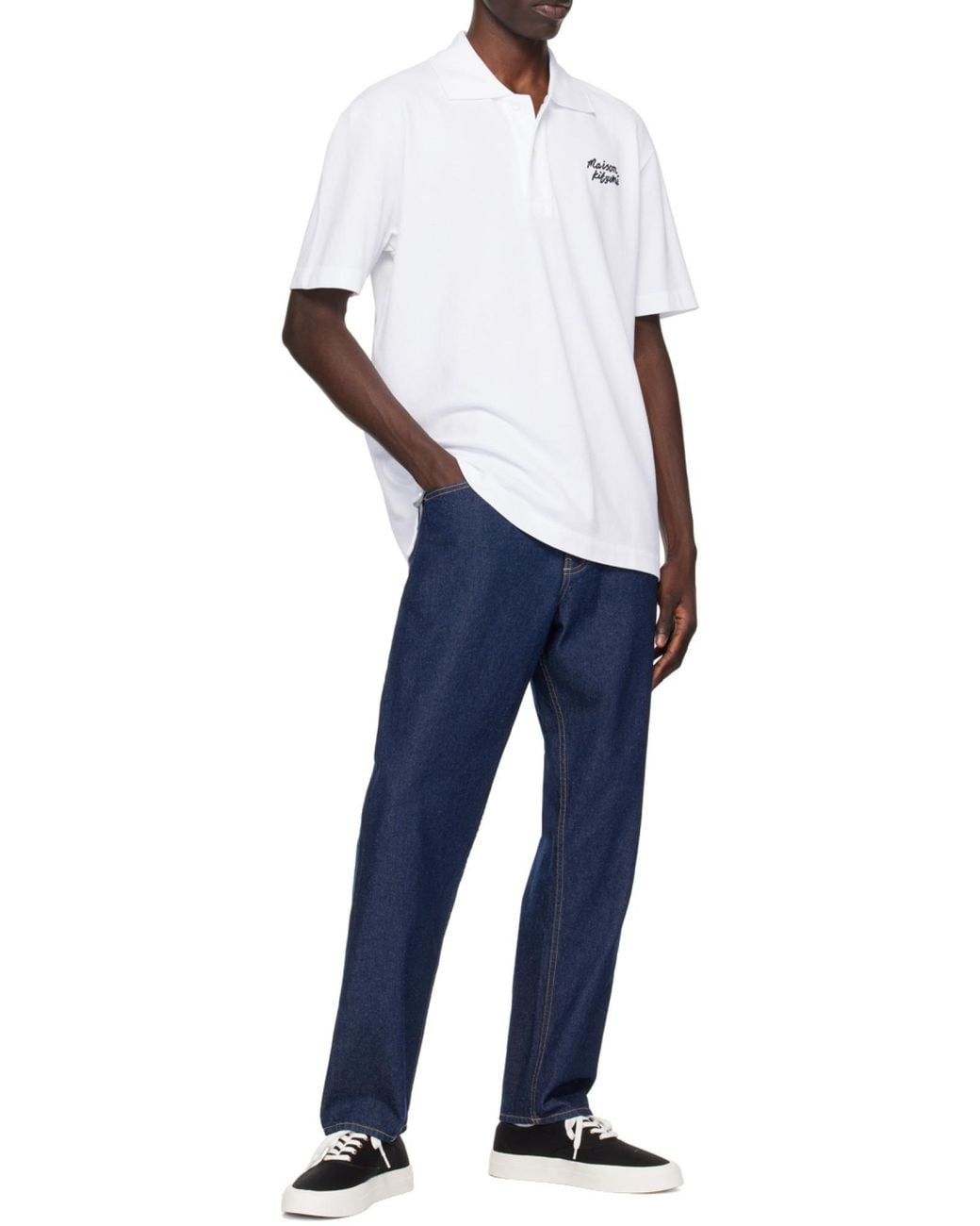Maison Kitsuné White Maison Kitsuné Handwriting Comfort Polo Shirt for men