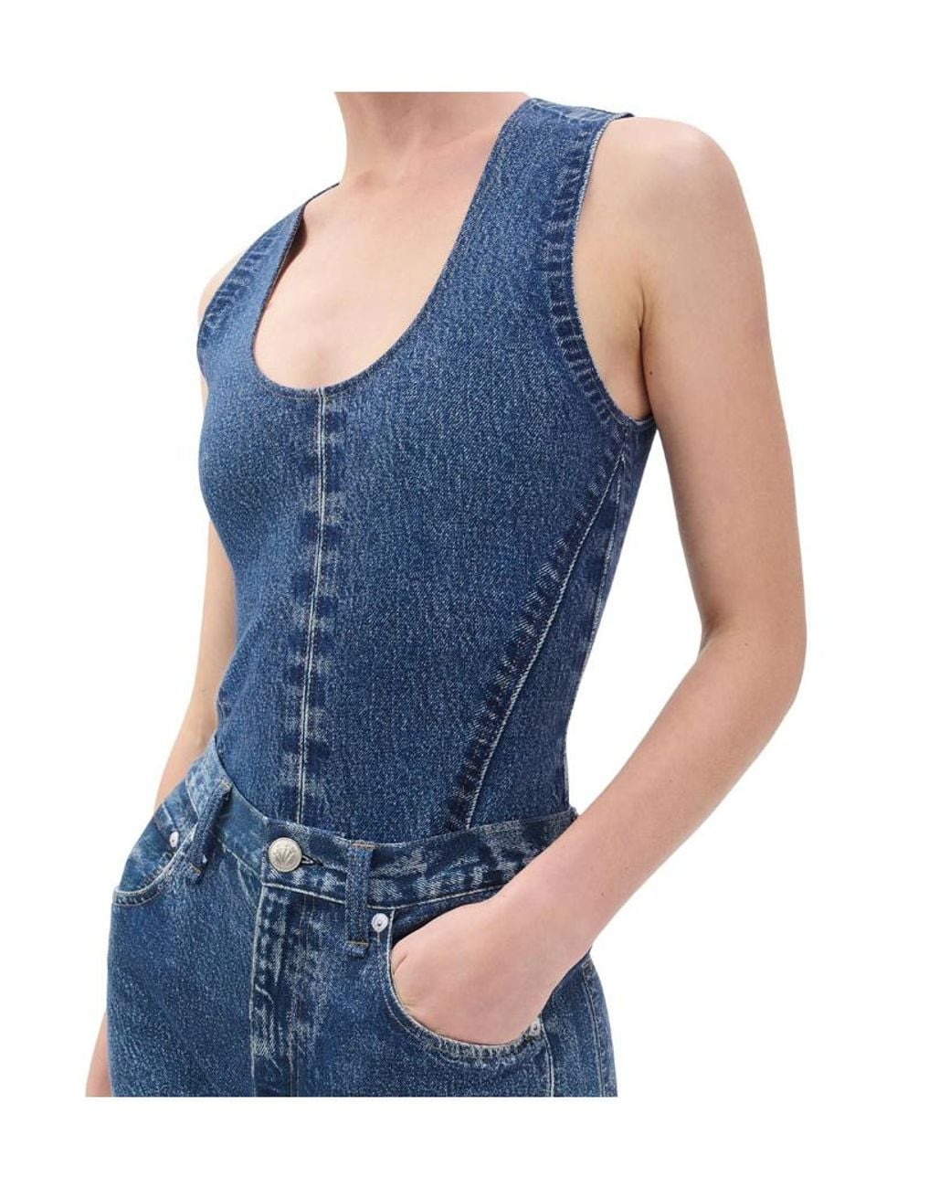Rag & Bone Blue Sleeveless Bodysuit