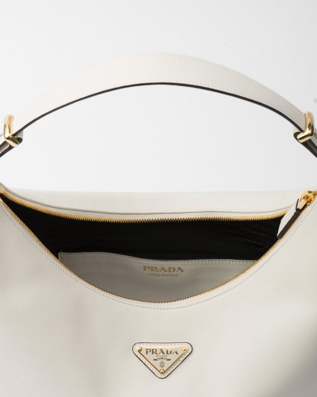 Prada Gray Arqué Zip-Up Large Shoulder Bag