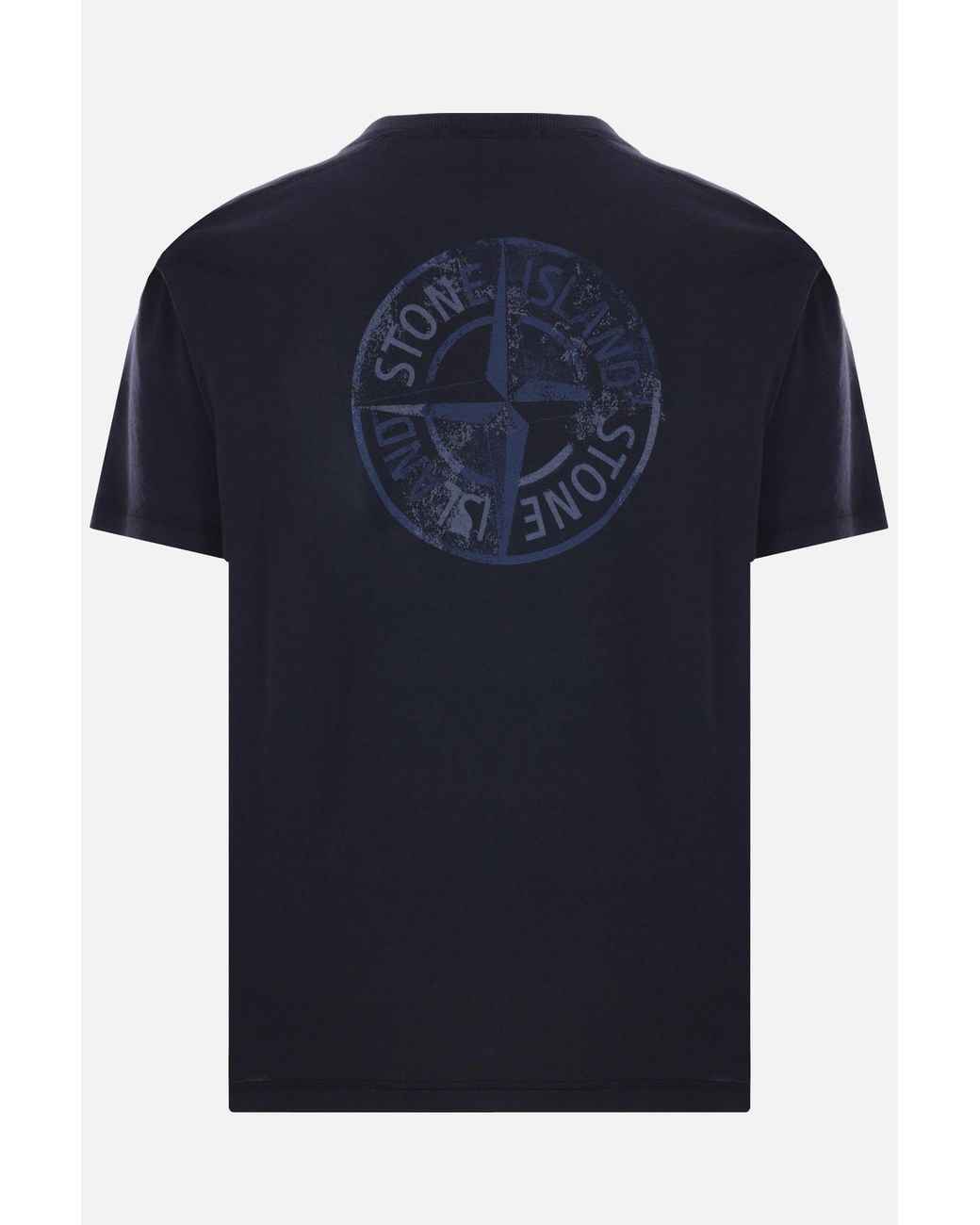 Stone Island Black Compass Printed Crewneck T-Shirt for men