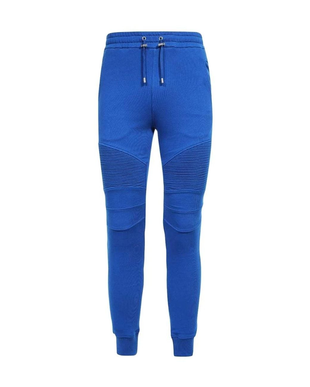 Balmain Blue Logo Printed Cotton Jogging Pants for men
