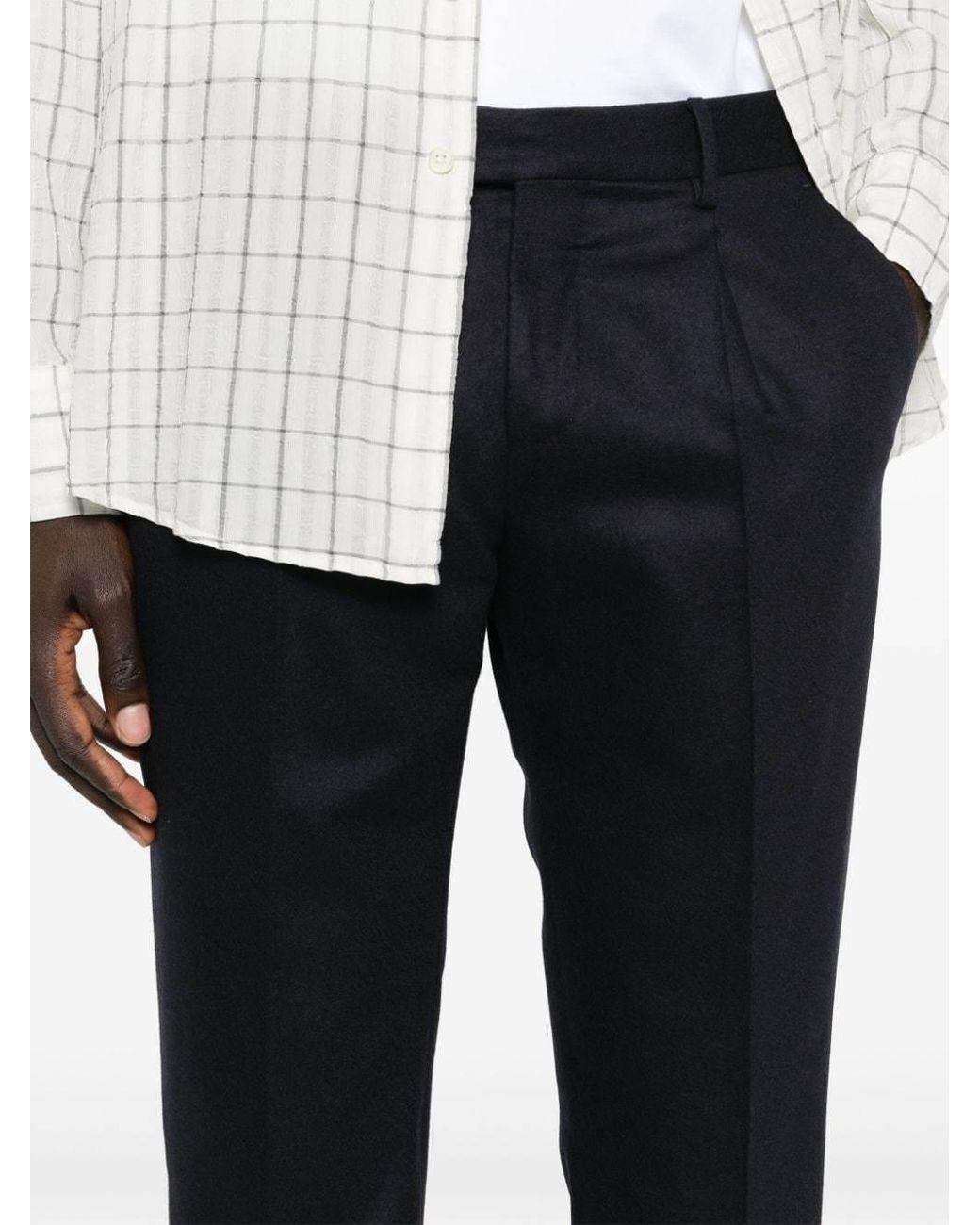 Pt Pantaloni Blue Pt Torino Mid-Rise Pleated Trousers for men